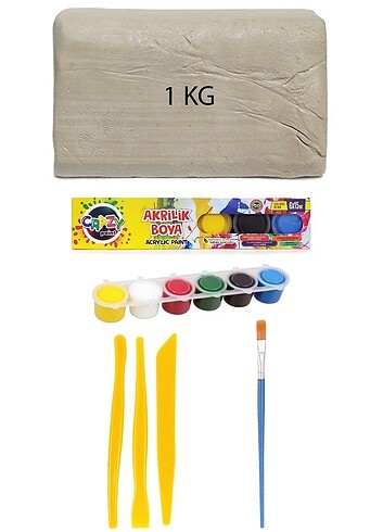 1 Kg Seramik Hamuru Akrilik Boya Ebeşuar Seti 