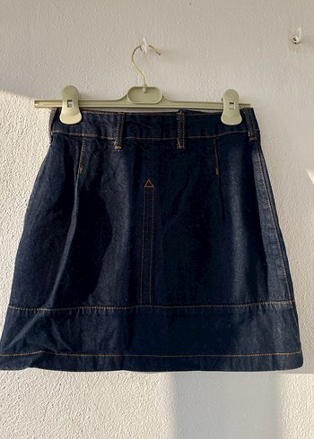 Düğmeli Lacivert Midi Denim Kadın Etek - Görsel 3