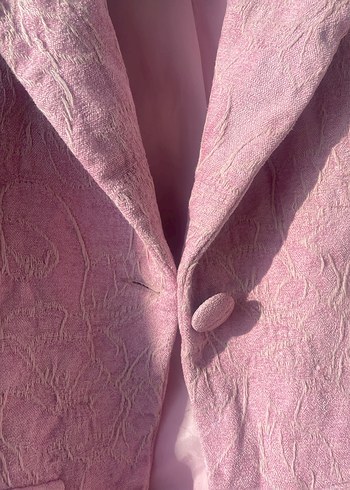 Pembe Keten Mini Kadın Blazer - Görsel 4