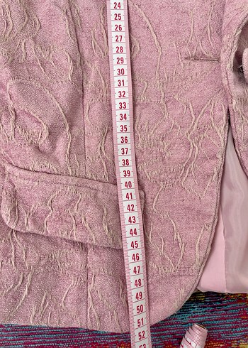 Pembe Keten Mini Kadın Blazer - Görsel 7