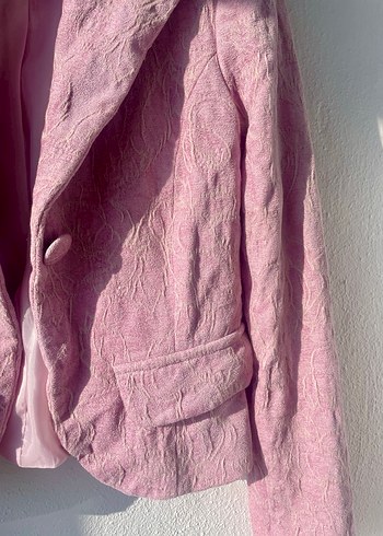 Pembe Keten Mini Kadın Blazer - Görsel 2