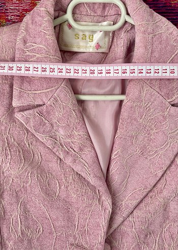 Pembe Keten Mini Kadın Blazer - Görsel 5