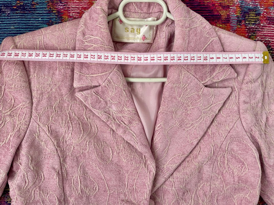 Pembe Keten Mini Kadın Blazer - Görsel 5