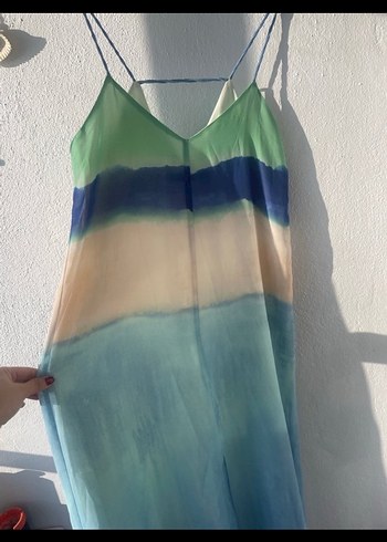 Mavi Bohem Uzun Askılı Elbise - Görsel 5