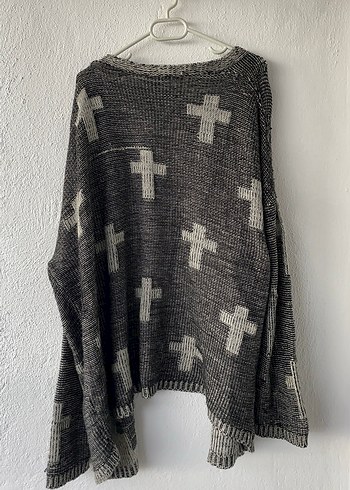 Gri Örgü Kadın Hırka Midi Boy - Görsel 5