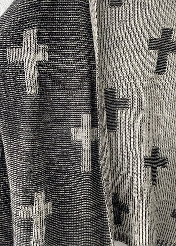 Gri Örgü Kadın Hırka Midi Boy - Görsel 3