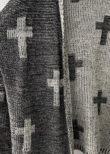 Gri Örgü Kadın Hırka Midi Boy - Görsel 4