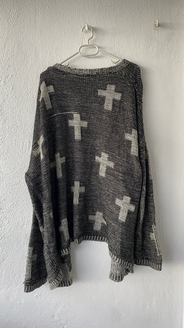 Gri Örgü Kadın Hırka Midi Boy - Görsel 5