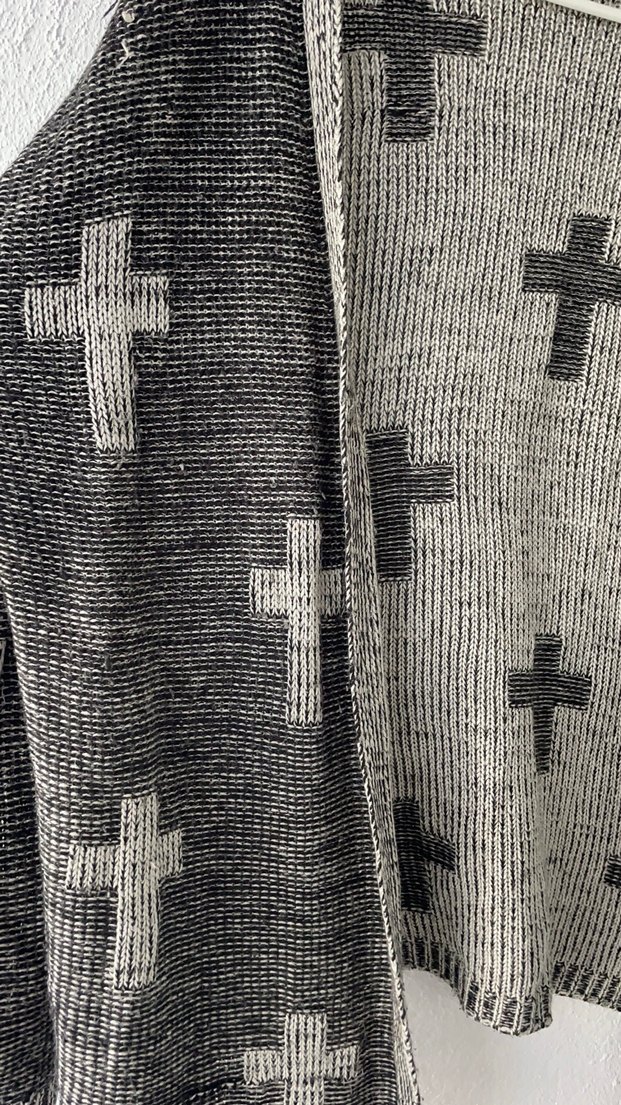 Gri Örgü Kadın Hırka Midi Boy - Görsel 3