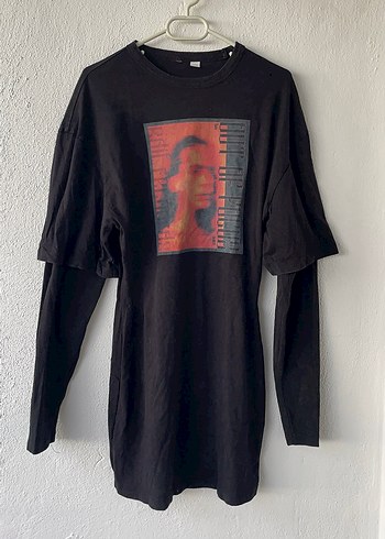 Siyah Baskılı Hamile Mini Elbise - Görsel 2