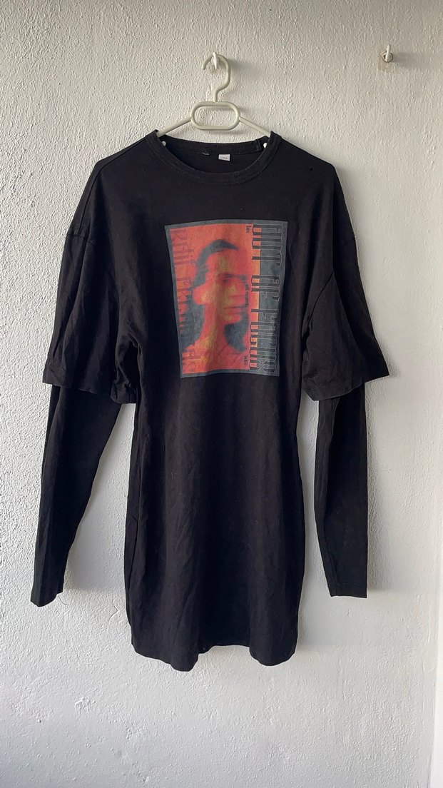 Siyah Baskılı Hamile Mini Elbise - Görsel 2