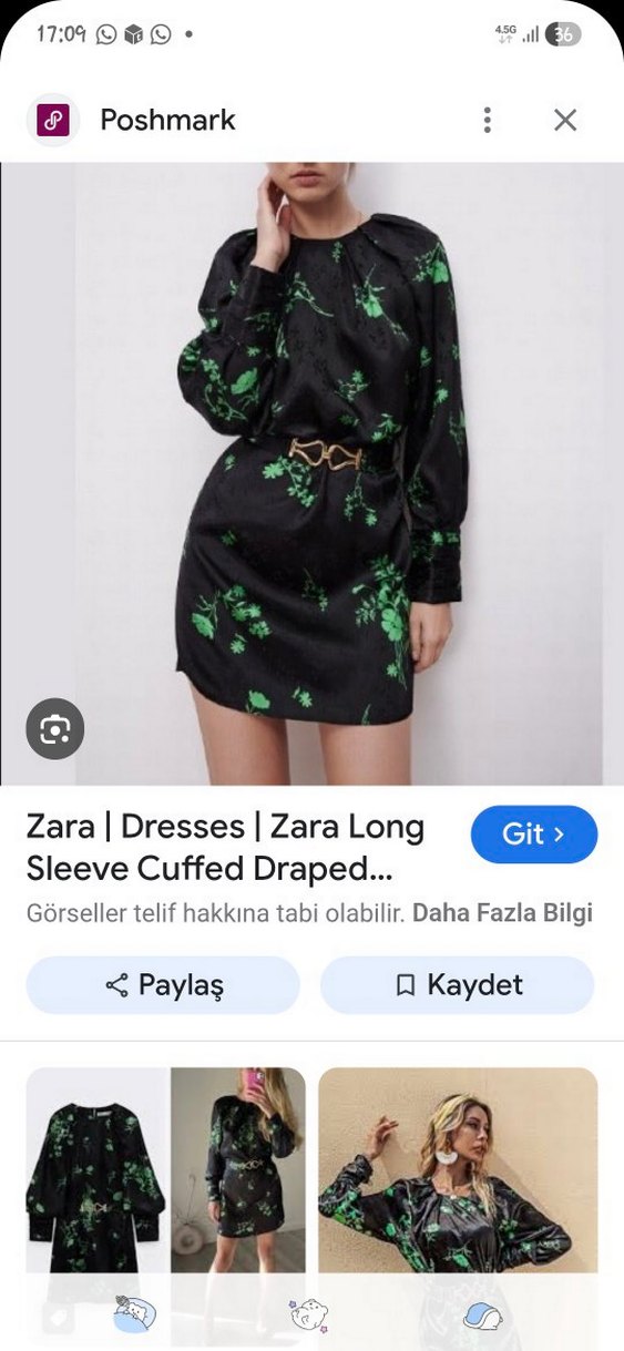 Uzun Kollu, Gevşek Kesim, Desenli Kadın Elbise - Görsel 2