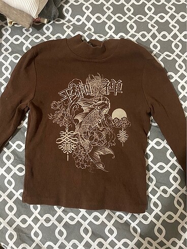 BERSHKA kısa kahverengi triko üst