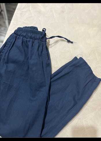 Lacivert Keten Kadın Pantolon