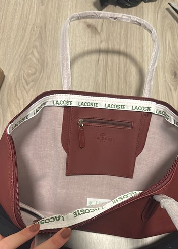 Lacoste bordo deri çanta - Görsel 4