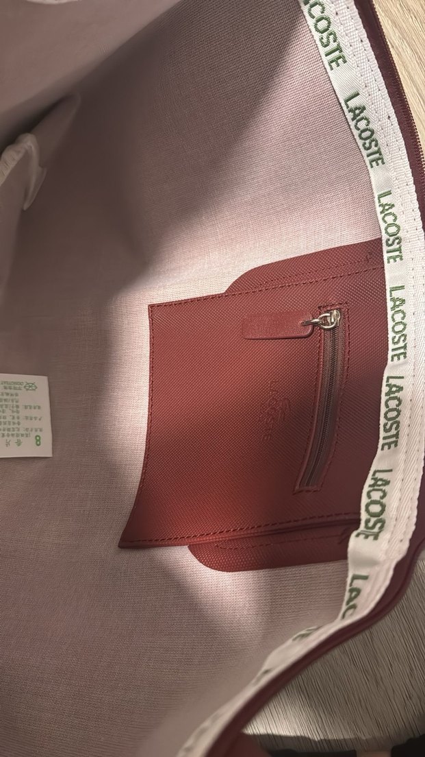 Lacoste bordo deri çanta - Görsel 3