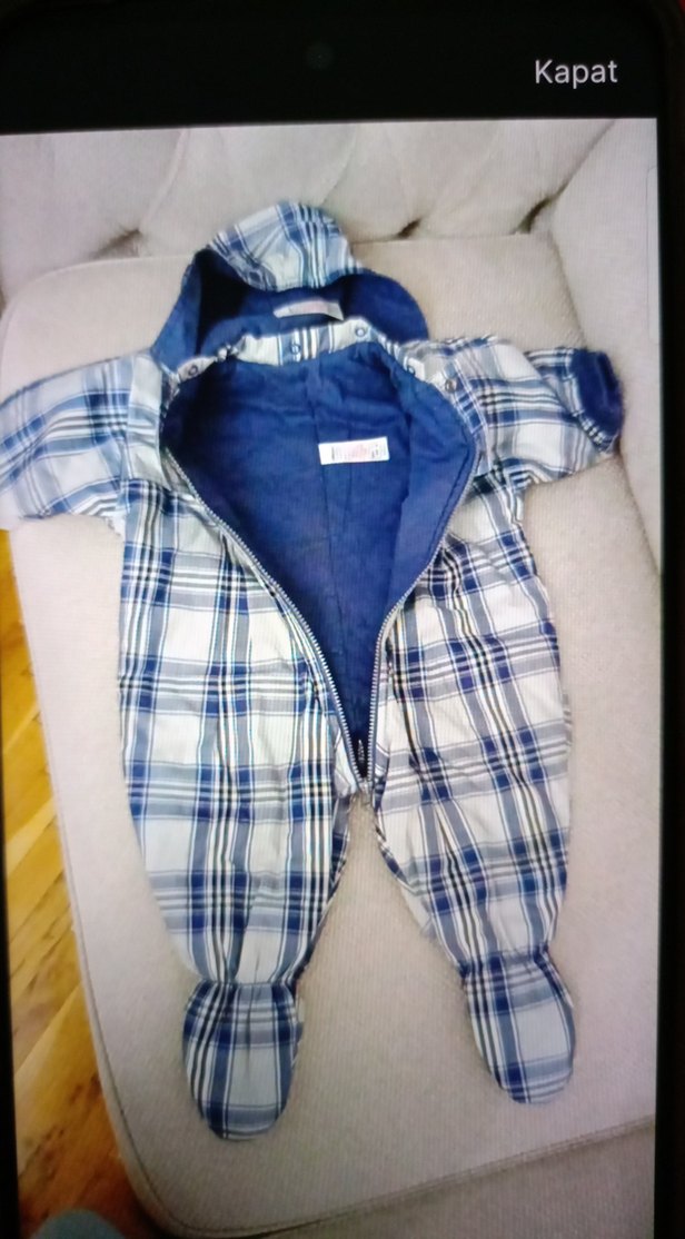 Mavi Kapüşonlu Bebek Tulumu - Görsel 2