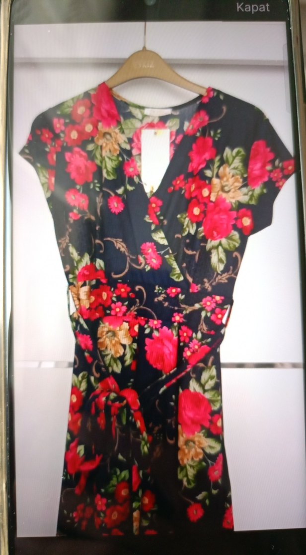 Çiçek Desenli Vintage Uzun Elbise - Görsel 3