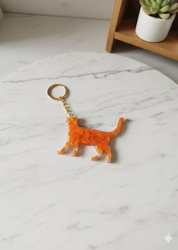 Turuncu Zincirli Kedi Anahtarlık - Görsel 2