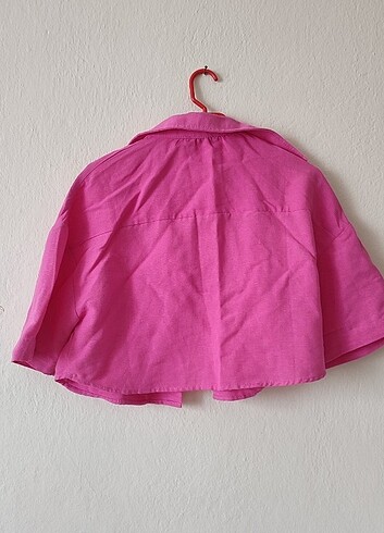 Diğer Pembe crop gömlek
