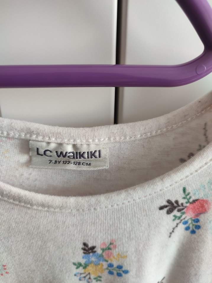 Kız Çocuk Uzun Kollu Pamuklu Çiçekli Elbise - Görsel 3