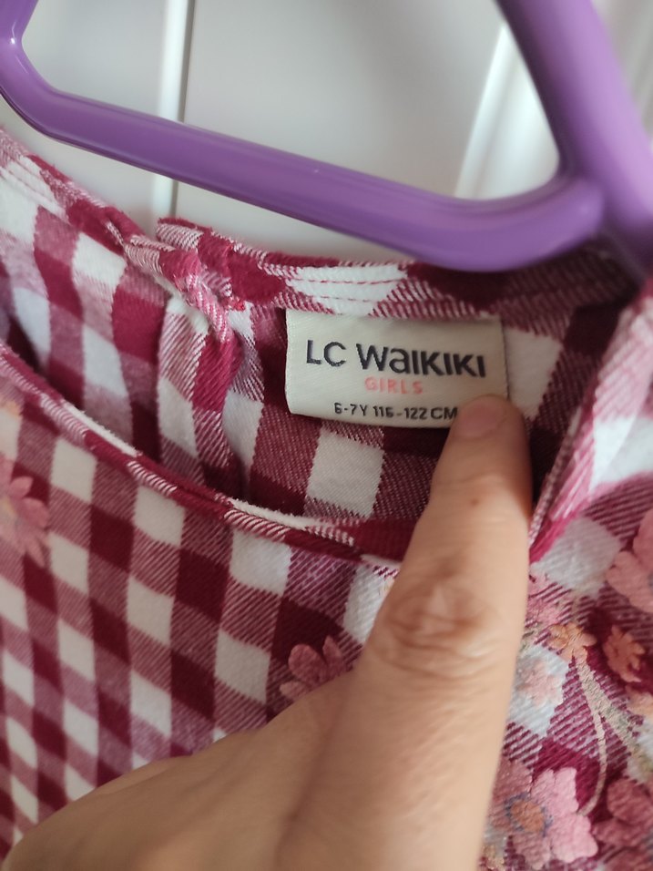 Bordo Uzun Kollu Nakışlı Kız Elbisesi - Görsel 3