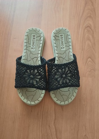 Nakışlı Siyah Bohem Kadın Terlik