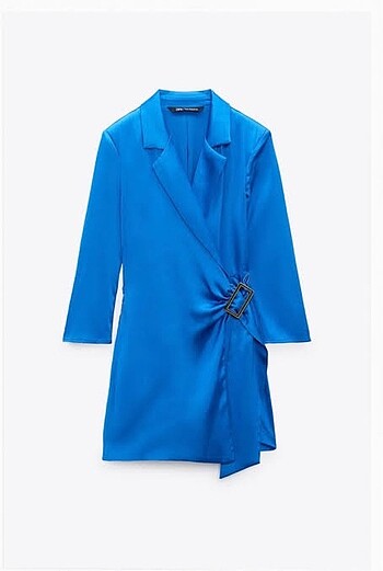 Zara Zara saten mavi elbise