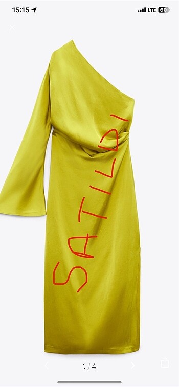 Zara saten yeşil elbise
