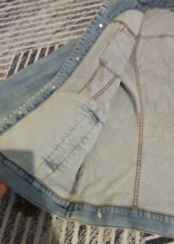 Düğmeli mavi Kot Ceket - Görsel 6