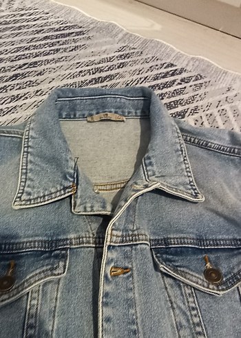 Düğmeli mavi Kot Ceket - Görsel 3