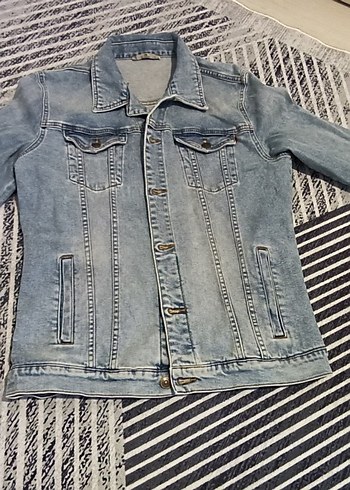 Düğmeli mavi Kot Ceket - Görsel 2