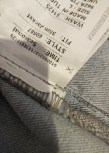 Düğmeli mavi Kot Ceket - Görsel 7