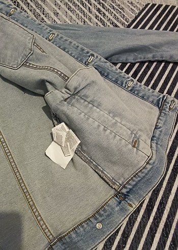 Düğmeli mavi Kot Ceket - Görsel 5