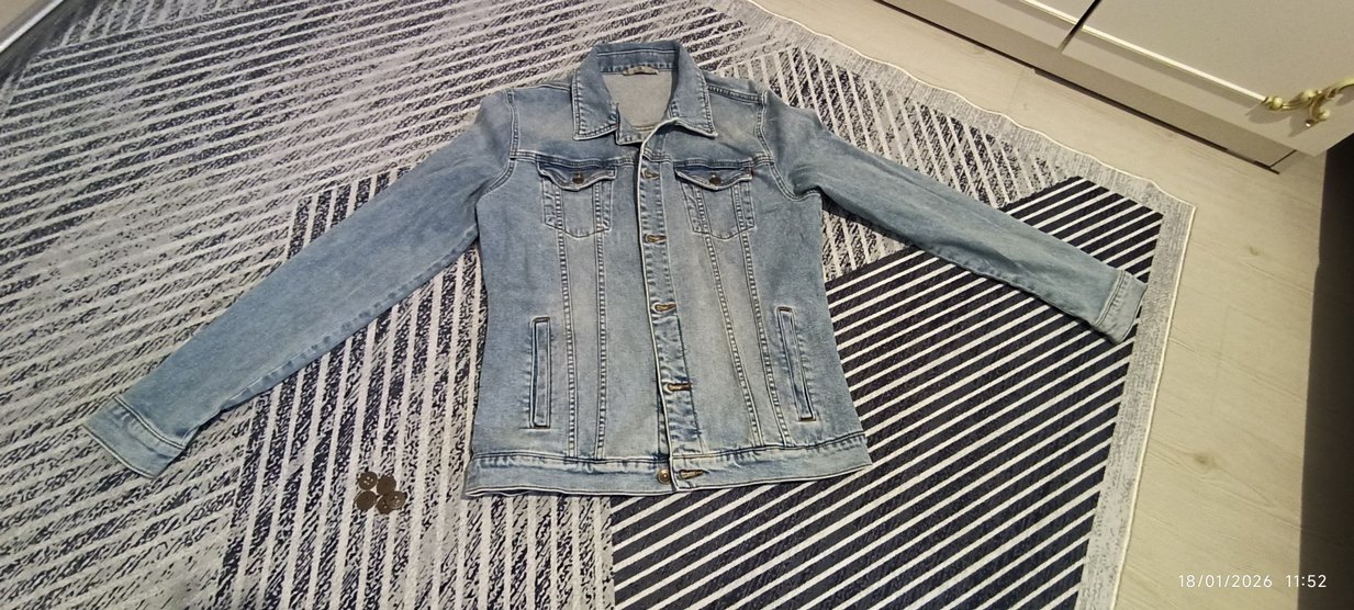 Düğmeli mavi Kot Ceket - Görsel 2