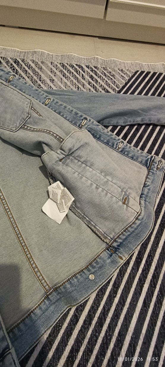 Düğmeli mavi Kot Ceket - Görsel 5