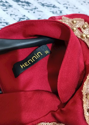 Bordo İşlemeli Uzun Kollu Abiye Elbise 1 kere giyildi - Görsel 4