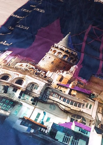 Armine İpek Dokulu Mavi Bohem Kadın eşarp