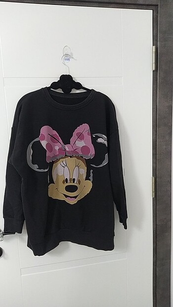 Siyah Mickey mouse desenli sweatshirt 