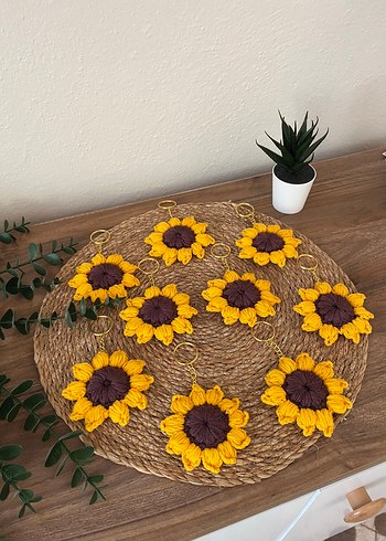 Diğer Sarı Örgü Ayçiçeği Anahtarlık
