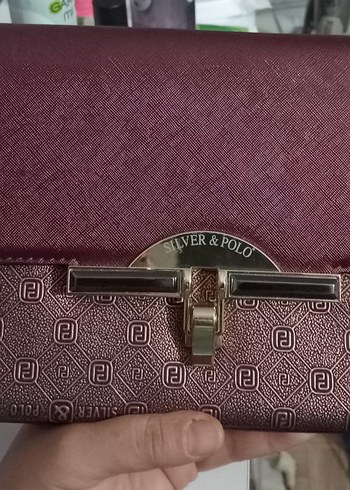Silver Polo Bordo Zincir Detaylı Deri Kadın Çanta