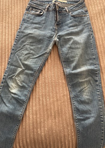 Kadın Gri Denim Normal Kesim Jean