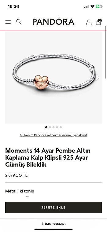 Pandora Rose kalp klips 17 cm