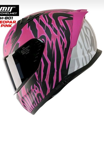 Diger Pembe Zebra Desenli Biker Kask
