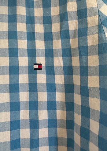 38 Beden Tommy Hilfiger Mavi Ekose Uzun Kollu Gömlek