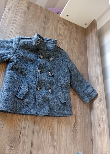 Düğmeli Gri Erkek Çocuk Yün Kaban - Görsel 4