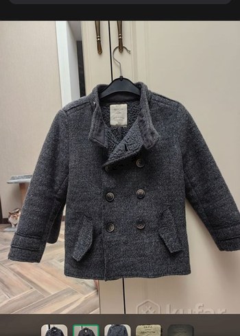 Düğmeli Gri Erkek Çocuk Yün Kaban - Görsel 3