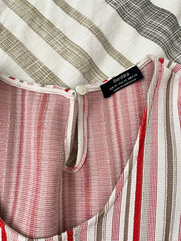 Bershka Çizgili Kısa Kollu Midi Tulum - Görsel 2