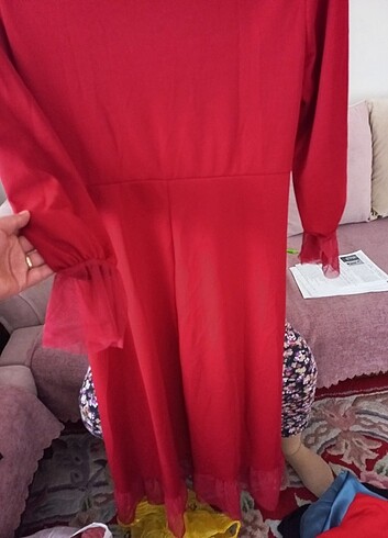 Likralı Kırmızı abiye sadece kına için giyildi - Görsel 4