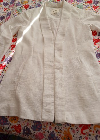 Düğmeli Beyaz Pamuklu Ceket - Görsel 6